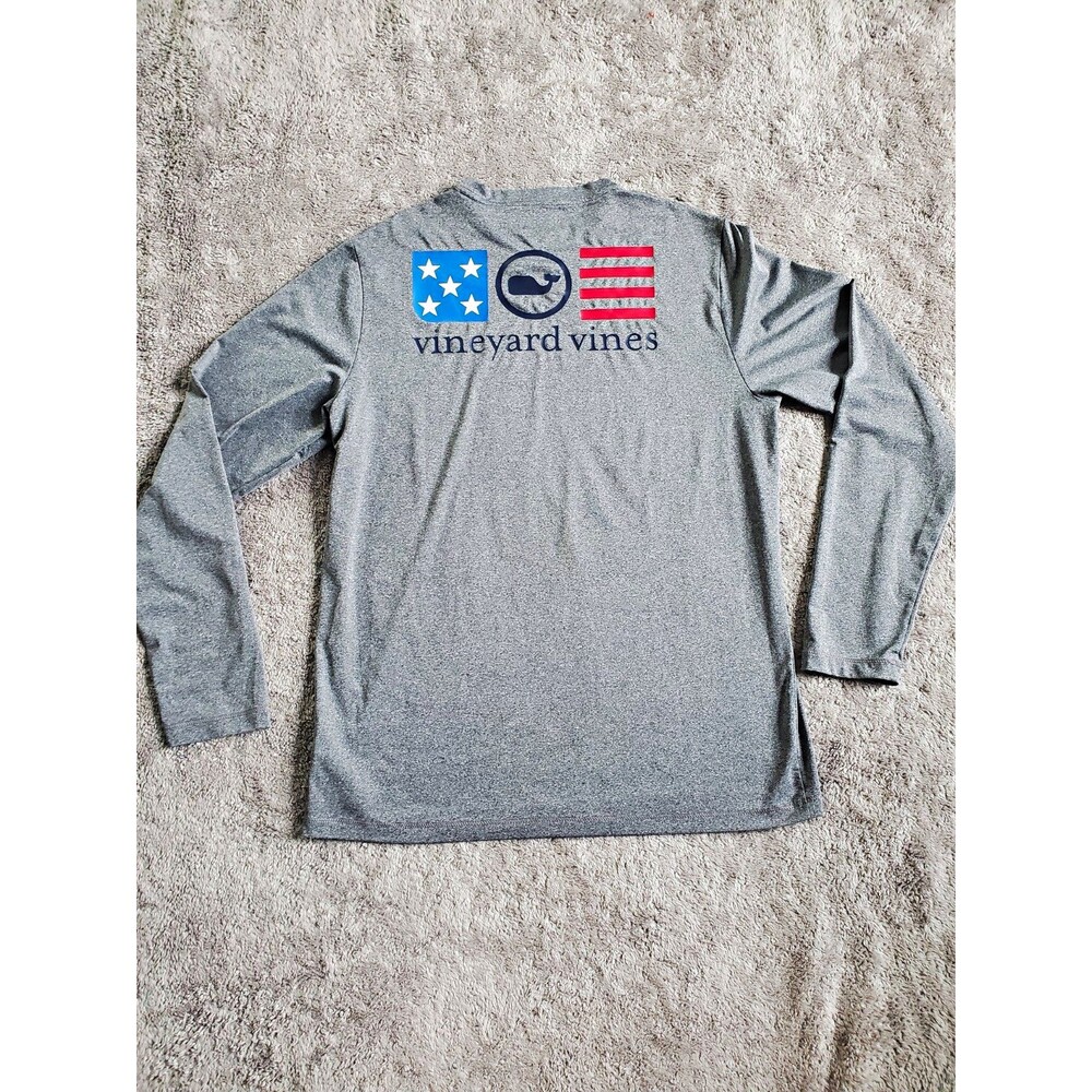 Vineyard Vines Performance Men's L Gray Crew Neck Long Sleeve Logo T-Shirt